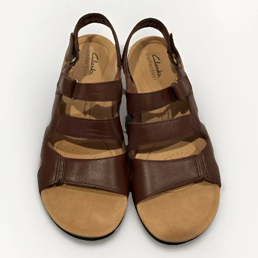 Clarks Women's Laurieann Style Flat Sandal- 9 brown -worn once